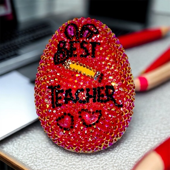Easter Egg, Best Teacher Rhinestone Egg, Spring Decoration,...